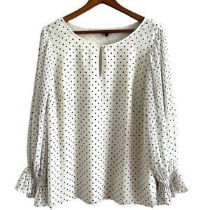 Talbots Top Womens 0X X Polka Dot Blouse Feminine Romantic Peasant Office Casual